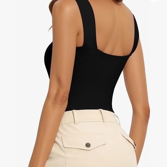 (A9) MANGOPOP Womens Square Neck Sleeveless Tank Top Bodysuit Suit, Sz XXL, NWT - Picture 3 of 9